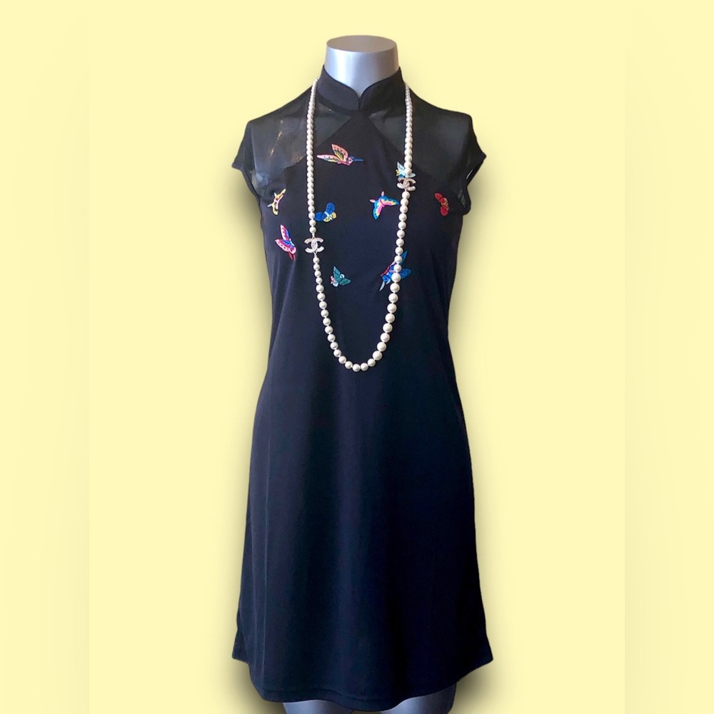 Oriental Style Blouse with Butterfly Embroideries XS